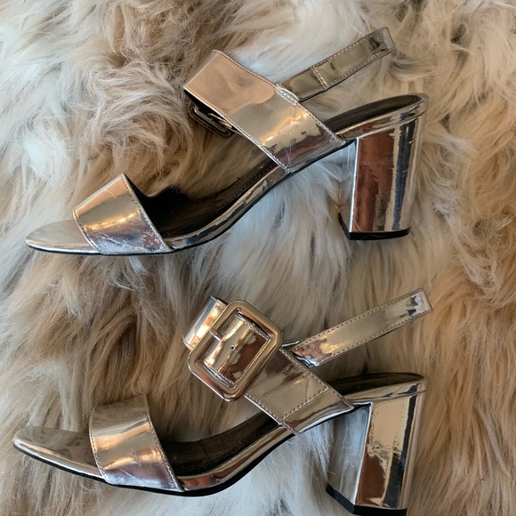 ASOS Shoes - SALE ❤️Silver Sling-Back Sandals With Buckle